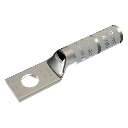 Burndy Cu Uninsul Comp Terminal Code Cond, Bvl Entry, 1 Hole/W/InspWindow, #4 YAZ4CTC14